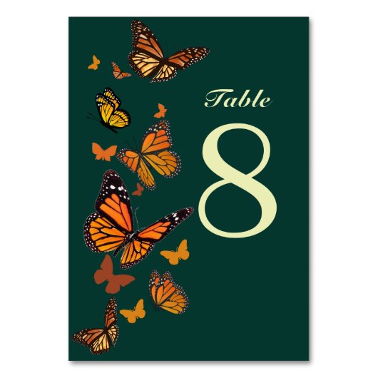 Monarch Butterfly-Monogramm Hochzeit im Herbst Tischnummer (Vorderseite)