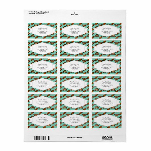 Monarch Butterfly-Muster Adressaufkleber (Vorne)