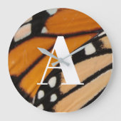 Monarch Butterfly Muster Orange und Schwarz Große Wanduhr (Vorderseite)