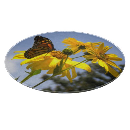 Monarch Butterfly N Sonnenblumen Schneidebrett (Ecke)