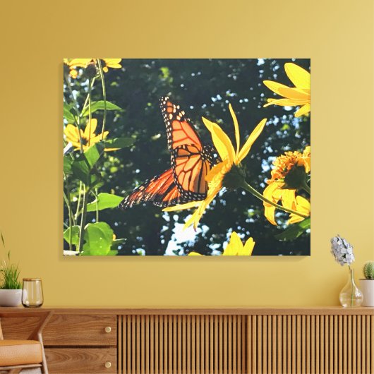 Monarch Butterfly on Flower Photograph Leinwanddruck (Insitu (Wohnzimmer))