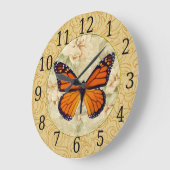 Monarch Butterfly On Flowers Clock Große Wanduhr (Winkel)