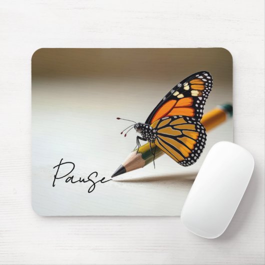 Monarch Butterfly On Pencil With Text Mousepad (Mit Mouse)