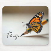 Monarch Butterfly On Pencil With Text Mousepad (Vorne)