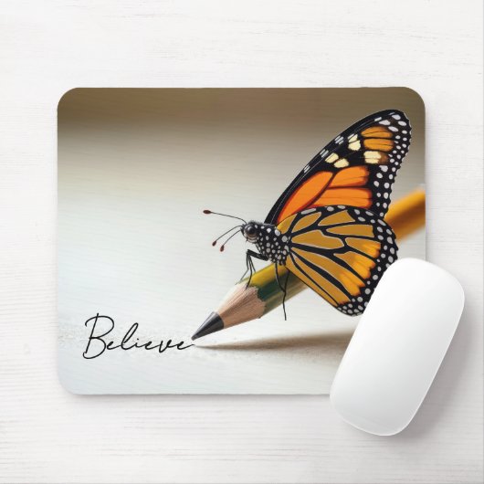 Monarch Butterfly On Pencil With Text Mousepad (Mit Mouse)