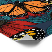 Monarch butterfly on red coneflowers poster (Ecke)