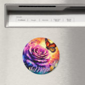 Monarch Butterfly on Rose at Sunset Personalized Magnet (In Situ (Geschirrspüler))