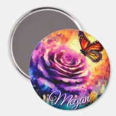 Monarch Butterfly on Rose at Sunset Personalized Magnet (Vorderseite/Rückseite)