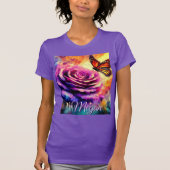 Monarch Butterfly on Rose at Sunset Personalized T-Shirt (Vorderseite)