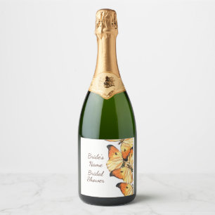 Monarch Butterfly Orange Brautparty Schaumweinetikett