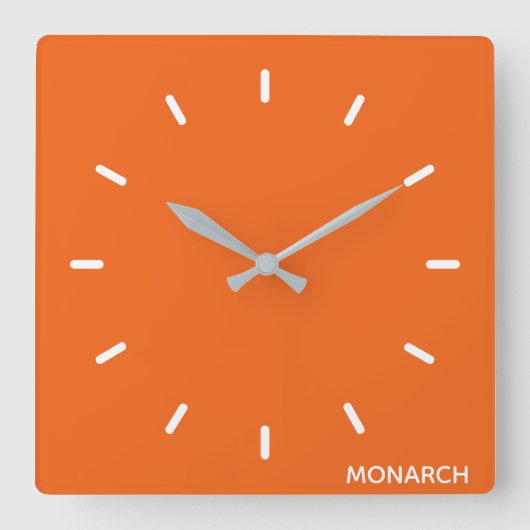 Monarch butterfly orange color name quadratische wanduhr (Vorderseite)