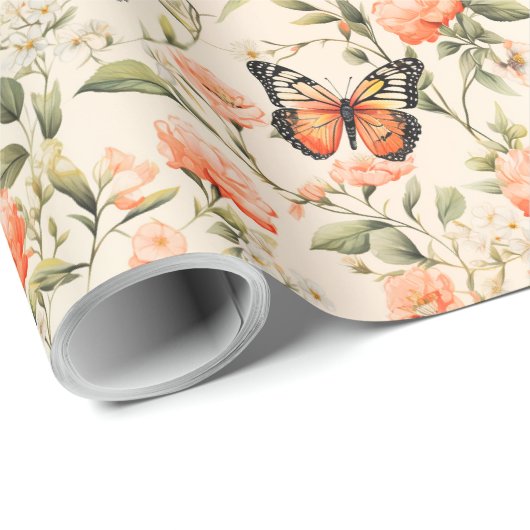 Monarch Butterfly Orange Geschenkpapier (Rolleneckpunkt)