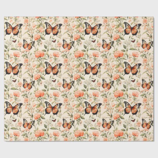 Monarch Butterfly Orange Geschenkpapier (Flach)