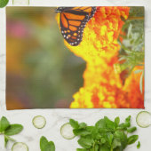 Monarch Butterfly Orange Marigold Foto Küchentuch (Gefaltet)