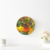 Monarch Butterfly Orange Marigold Foto Runde Wanduhr (Zuhause)