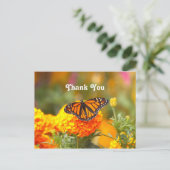 Monarch Butterfly Orange Marigold Foto Vielen Dank Postkarte (Stehend Vorderseite)