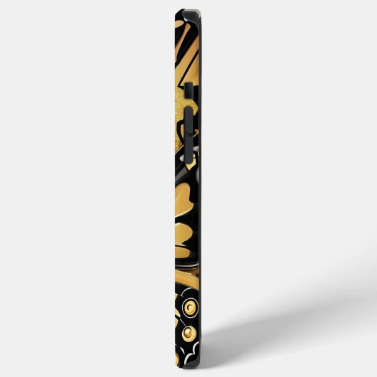 Monarch Butterfly Personalisiert Name Gold und Bla iPhone Hülle (Linke Seite)