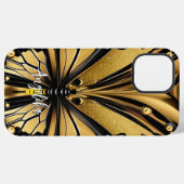 Monarch Butterfly Personalisiert Name Gold und Bla iPhone Hülle (Rückseite (Horizontal))