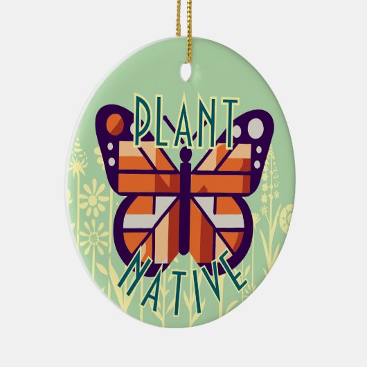 Monarch Butterfly Pflanze Urologischer Grüner Hint Keramik Ornament (Rechts)