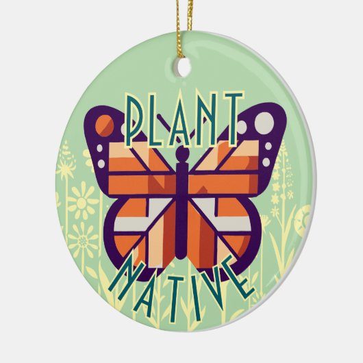 Monarch Butterfly Pflanze Urologischer Grüner Hint Keramik Ornament (Links)