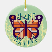 Monarch Butterfly Pflanze Urologischer Grüner Hint Keramik Ornament (Hinten)