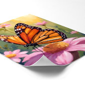 Monarch Butterfly Pink Blume Blumengemälde Poster (Ecke)