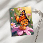 Monarch Butterfly Pink Blume Blumengemälde Postkarte