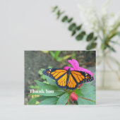 Monarch Butterfly Pink Floral Foto Vielen Dank Postkarte (Stehend Vorderseite)