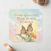 Monarch Butterfly Pollinator Classroom Valentine  Mitteilungskarte (Vorderseite/Rückseite Beispiel)