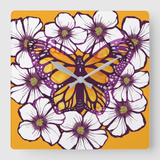 Monarch Butterfly Quadratische Wanduhr (Vorderseite)