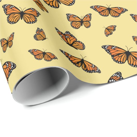 Monarch Butterfly Random Flight Pattern Geschenkpapier (Rolleneckpunkt)