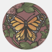 Monarch Butterfly Red Clover Garden Schmetterlinge Runder Aufkleber (Vorderseite)
