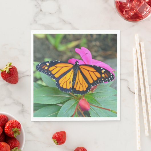 Monarch Butterfly Rosa Foto Serviette (Beispiel)