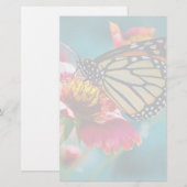 Monarch Butterfly Rote Blume Briefpapier (Vorne/Hinten)