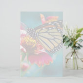 Monarch Butterfly Rote Blume Briefpapier (Stehend Vorderseite)