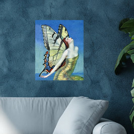 Monarch Butterfly Rotes Haar Vintag Fairy Poster