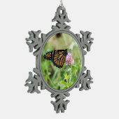 Monarch Butterfly Schneeflocken Zinn-Ornament (Links)