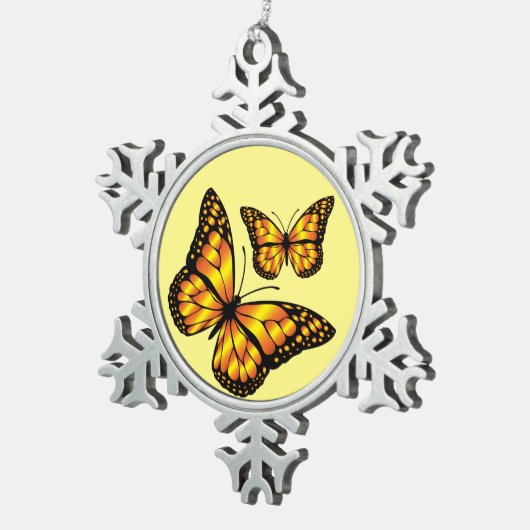 MONARCH BUTTERFLY SCHNEEFLOCKEN Zinn-Ornament (Rechts)