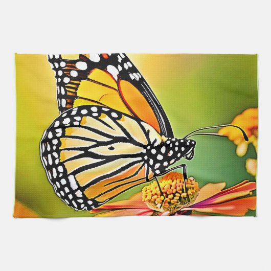 Monarch Butterfly Sip Design Geschirrtuch (Horizontal)