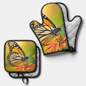 Monarch Butterfly Sip Design Ofenhandschuh & Topflappen-Set (Vorderseite/Rückseite)