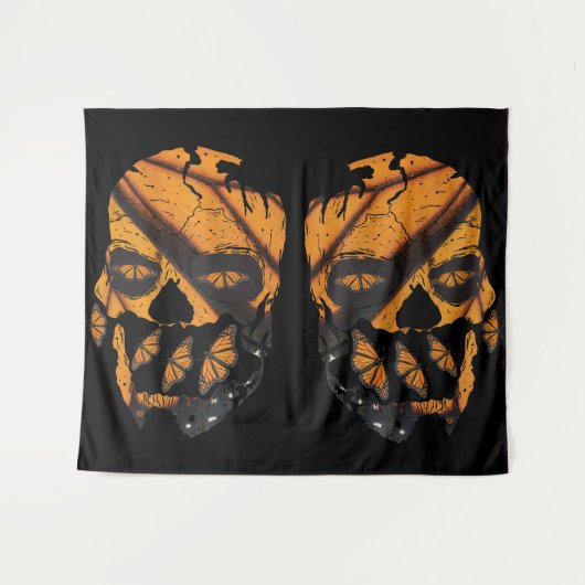 Monarch Butterfly Skulls Wandteppich (Vorderseite (Horizontal))
