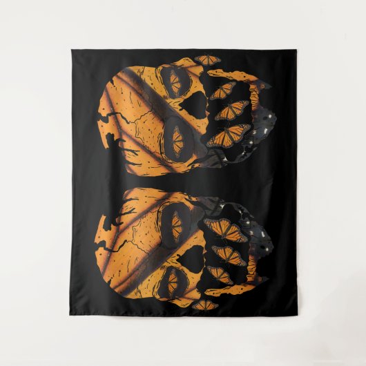 Monarch Butterfly Skulls Wandteppich (Vorderseite)