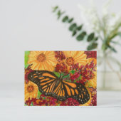 Monarch Butterfly Sonnenblumen Milkweed Wasserfarb Postkarte (Stehend Vorderseite)