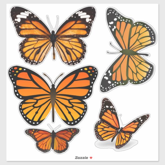 Monarch Butterfly Sortiment Vinyl Contour Aufkleber (Blatt)