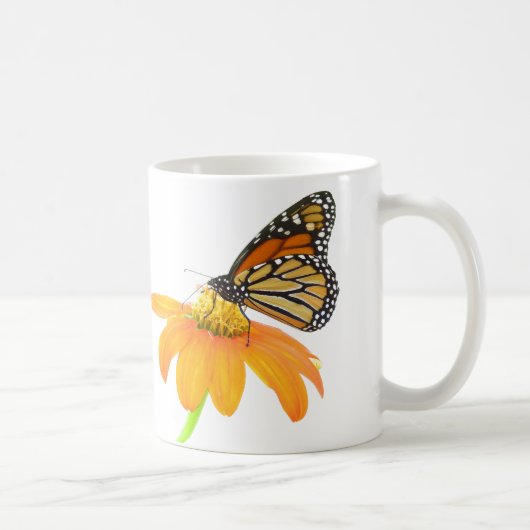 Monarch Butterfly Sunflower Flower Floral Garden Kaffeetasse (Rechts)