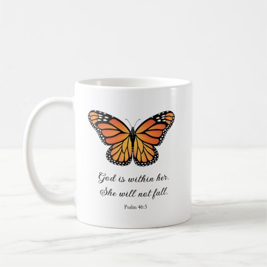 Monarch Butterfly Tasse Gott ist in ihr (Links)