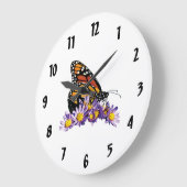 Monarch Butterfly über Asters Große Wanduhr (Winkel)