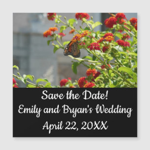 Monarch Butterfly über den Roten Schmetterling Bus Magnetkarte