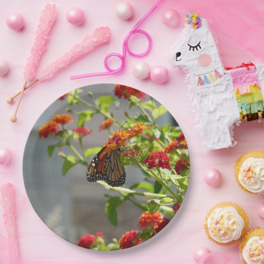 Monarch Butterfly über den Roten Schmetterling Bus Pappteller (Party)