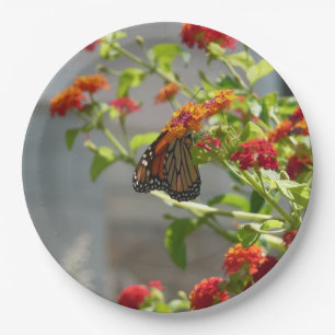 Monarch Butterfly über den Roten Schmetterling Bus Pappteller